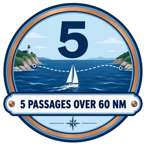 5 passages over 60 nm badge