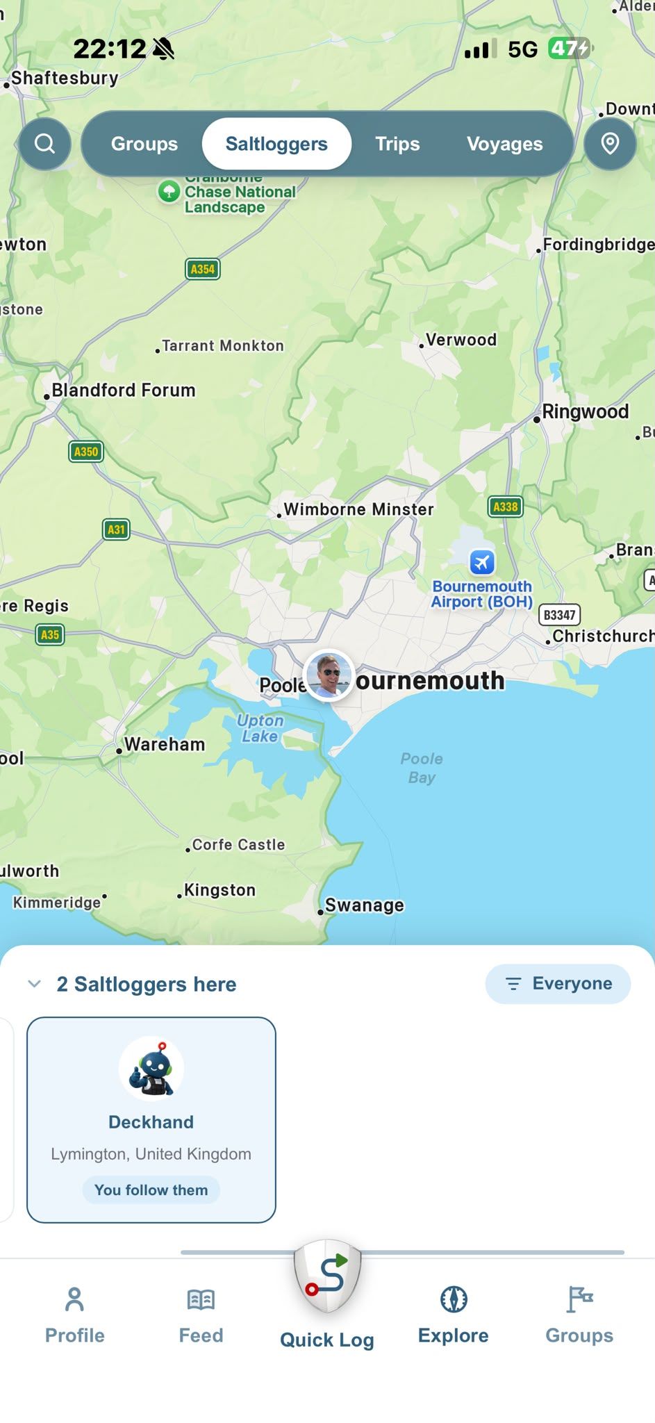Saltloggers on the map, with their home ports